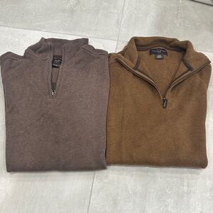 Black Brown 1826 Men's Zip-Up Sweaters in Brown and Tan
